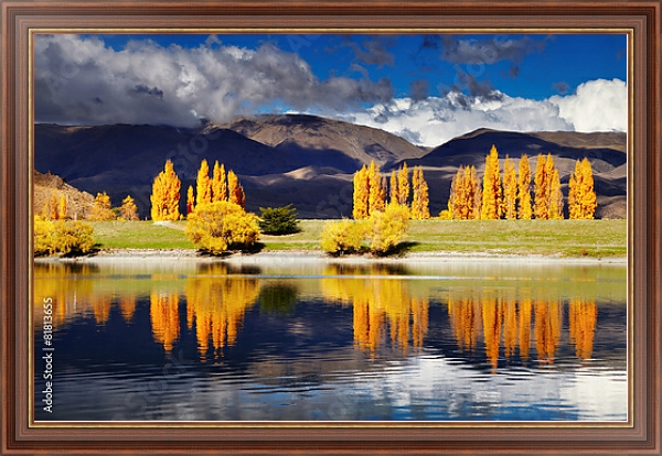 Постер  Озеро Бенмор, Новая Зеландия с типом исполнения На холсте в раме в багетной раме 35-M719P-83