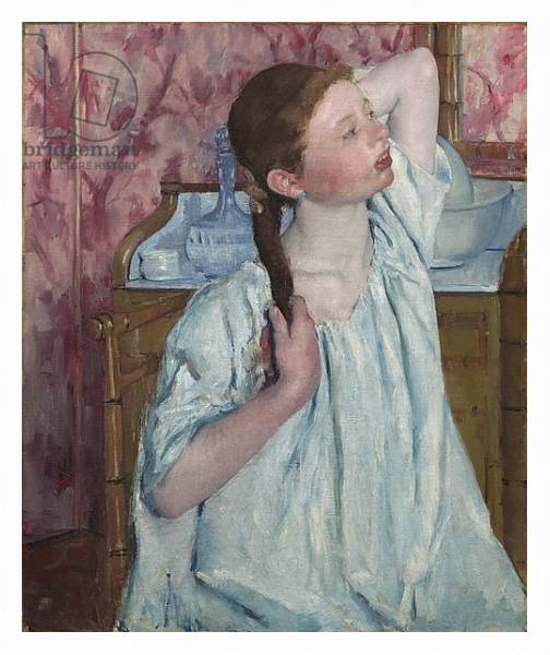 Постер Girl Arranging Her Hair, 1886 с типом исполнения На холсте в раме в багетной раме 221-03