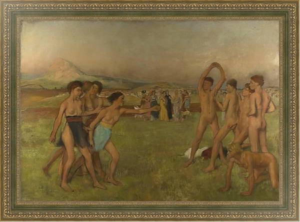 Постер Упражняющиеся юные спартанцы с типом исполнения На холсте в раме в багетной раме 484.M48.640