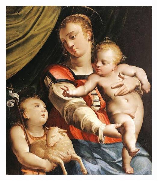 Постер Дева с младенцем и Иоанн Креститель с типом исполнения На холсте в раме в багетной раме 221-03