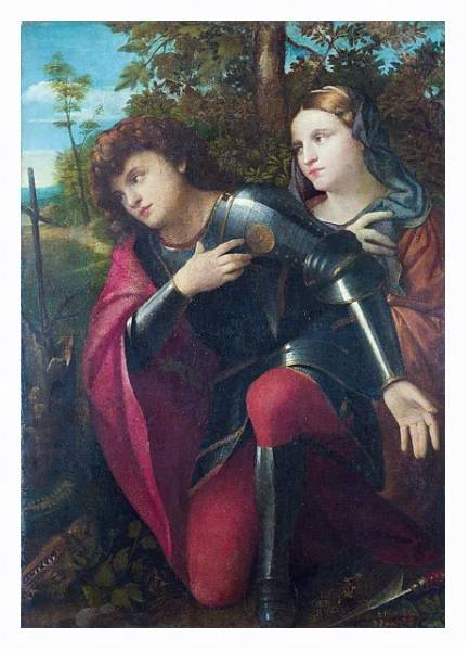 Постер Святой Георгий и Святой в обличии женщины с типом исполнения На холсте в раме в багетной раме 221-03
