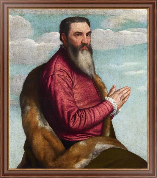 Постер Молящийся мужчина с длинной бородой с типом исполнения На холсте в раме в багетной раме 35-M719P-83