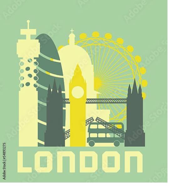Постер Символы Лондона #2 с типом исполнения На холсте без рамы