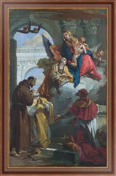 Постер Дева Мария с младенцем, появляющиеся перед группой Святых с типом исполнения На холсте в раме в багетной раме 35-M719P-83
