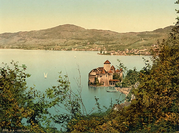 Постер Швейцария. Замок Шильон с типом исполнения На холсте без рамы