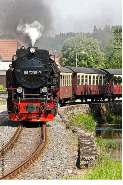 Постер Германия. Железная дорога в Вернигероде с типом исполнения На холсте без рамы