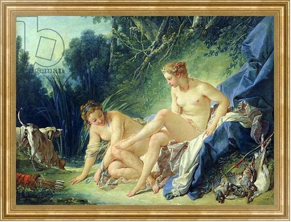 Постер Diana getting out of her bath, 1742 с типом исполнения На холсте в раме в багетной раме NA033.1.051