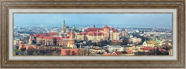 Постер Польша, Краков. Панорама Королевского замка с типом исполнения На холсте в раме в багетной раме 595.M52.330