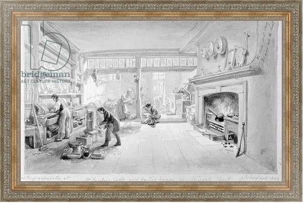 Постер The Kitchen of Mr. Sander's Coffee and Eating House, Newgate Street, 1828 с типом исполнения На холсте в раме в багетной раме 484.M48.310