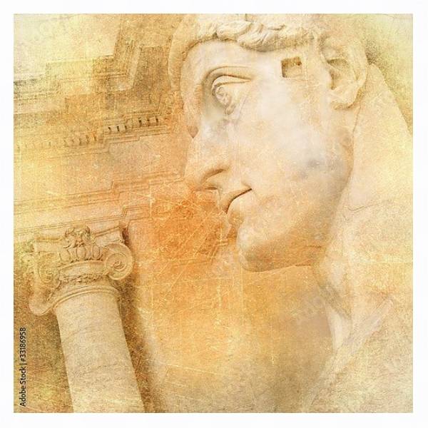 Постер Римская колонна и статуя с типом исполнения На холсте в раме в багетной раме 221-03