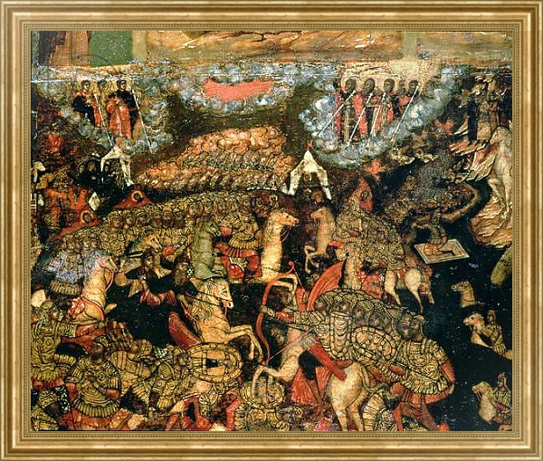 Постер Battle between the Russian and Tatar troops in 1380, 1640s 1 с типом исполнения На холсте в раме в багетной раме NA033.1.051