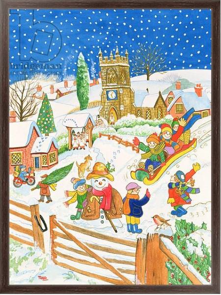 Постер Christmas Eve in the Village 2 с типом исполнения На холсте в раме в багетной раме 221-02