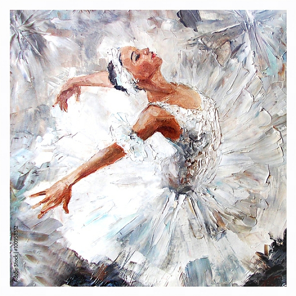 Постер Балерина в белом с типом исполнения На холсте в раме в багетной раме 221-03