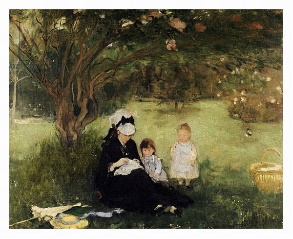Постер Beneath the Lilac at Maurecourt, 1874 с типом исполнения На холсте в раме в багетной раме 221-03