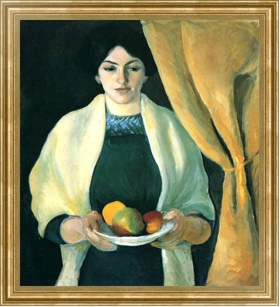 Постер Портрет с яблоками (Портрет жены художника) с типом исполнения На холсте в раме в багетной раме NA033.1.051
