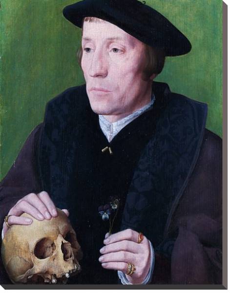 Постер Мужчина с фиалкой и черепом с типом исполнения На холсте без рамы