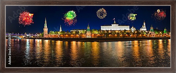Постер Салют над московским Кремлем с типом исполнения На холсте в раме в багетной раме 221-02