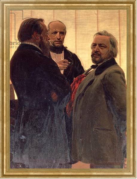 Постер Vladimir Odoevsky, Mily Balakirev and Mikhail Ivanovich Glinka, 1890s с типом исполнения На холсте в раме в багетной раме NA033.1.051