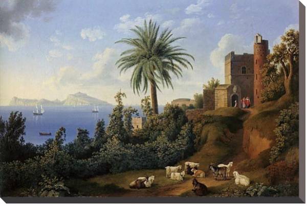Постер Blick vom Posillipo auf die Insel Capri с типом исполнения На холсте без рамы