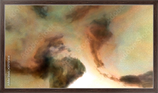 Постер Бежевая туманнсоть с типом исполнения На холсте в раме в багетной раме 221-02