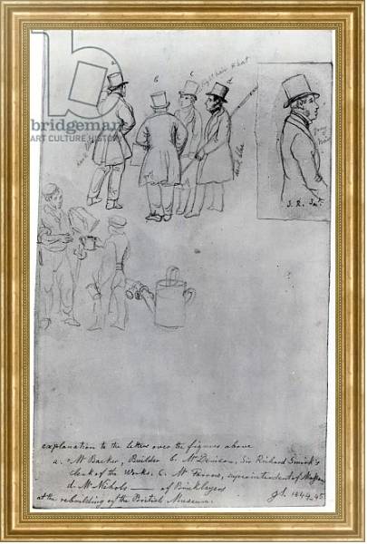 Постер Builders and Surveyors at the rebuilding of the British Museum, 1844 с типом исполнения На холсте в раме в багетной раме NA033.1.051