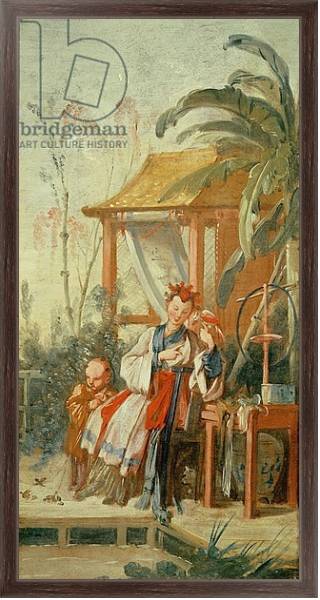 Постер A Chinese Garden, study for a tapestry cartoon, c.1742 с типом исполнения На холсте в раме в багетной раме 221-02