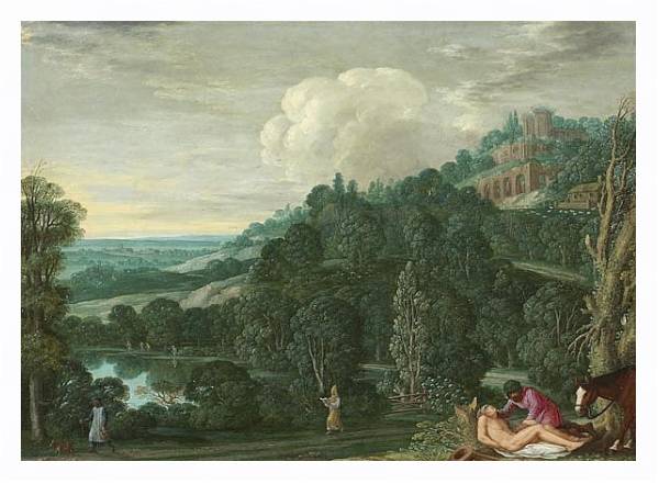 Постер Пейзаж и  добрый самаритянин с типом исполнения На холсте в раме в багетной раме 221-03