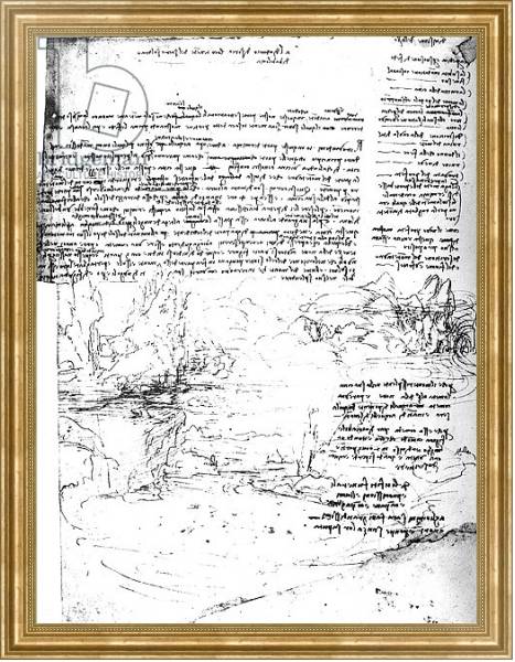 Постер Fol.145v-a, page from Da Vinci's notebook с типом исполнения На холсте в раме в багетной раме NA033.1.051