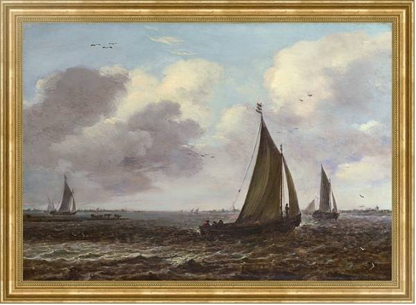 Постер Весельные корабли на ветренной реке с типом исполнения На холсте в раме в багетной раме NA033.1.051