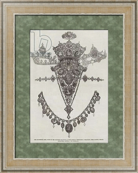 Постер The Devonshire Gems, worn by the Countess Granville, at the Russian Coronation с типом исполнения Акварель в раме в багетной раме 485.M40.584