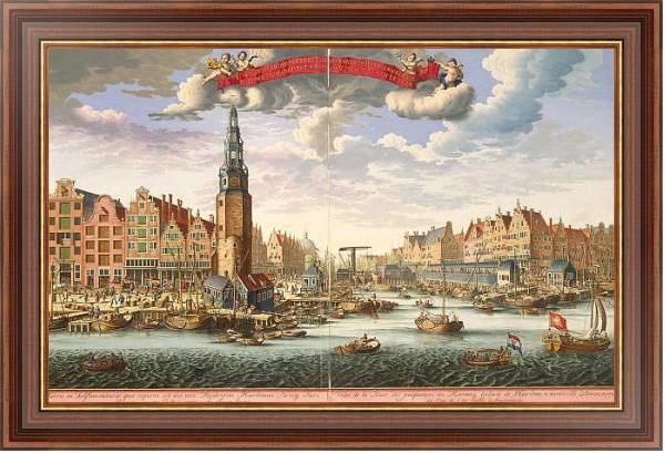 Постер Вид Башни упаковщиков сельди и Нового рыбного рынка со стороны залива Эй в Амстердаме с типом исполнения На холсте в раме в багетной раме 35-M719P-83