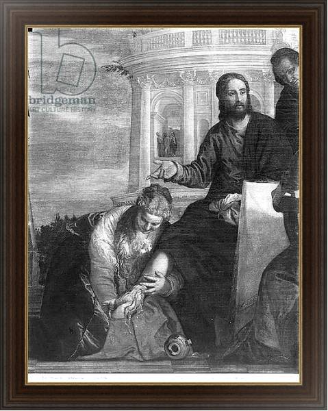 Постер The Meal at the House of Simon the Pharisee, detail of the central part, 1570 с типом исполнения На холсте в раме в багетной раме 1.023.151
