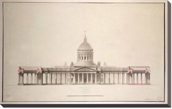 Постер Проект фасада Казанского собора с Западной стороны с типом исполнения На холсте без рамы
