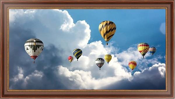 Постер Воздушные шары над облаками с типом исполнения На холсте в раме в багетной раме 35-M719P-83