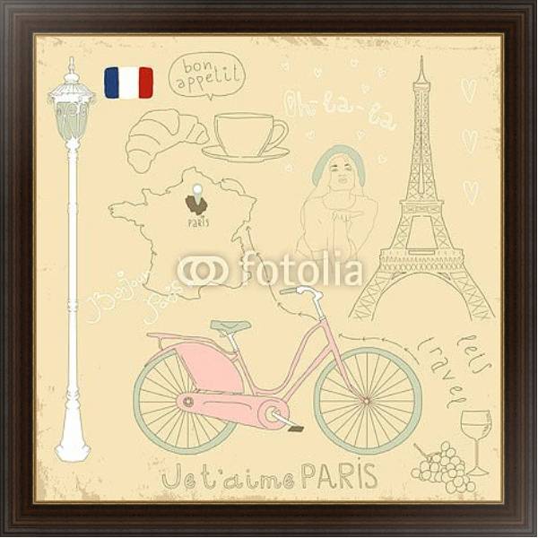 Постер Символы Парижа с типом исполнения На холсте в раме в багетной раме 1.023.151