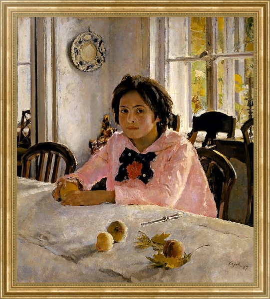 Постер Девочка с персиками 2 с типом исполнения На холсте в раме в багетной раме NA033.1.051