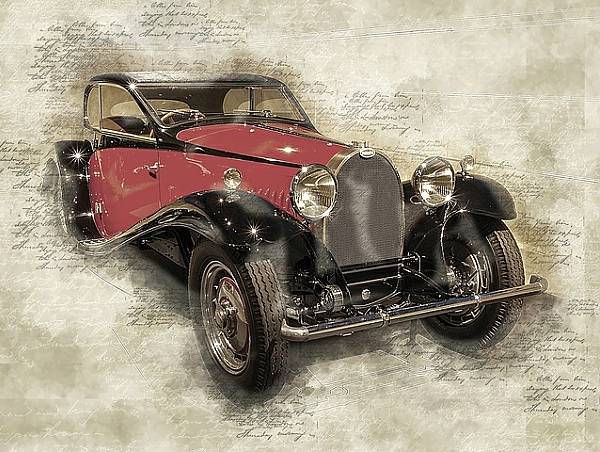 Постер bugatti, 1932 с типом исполнения На холсте без рамы