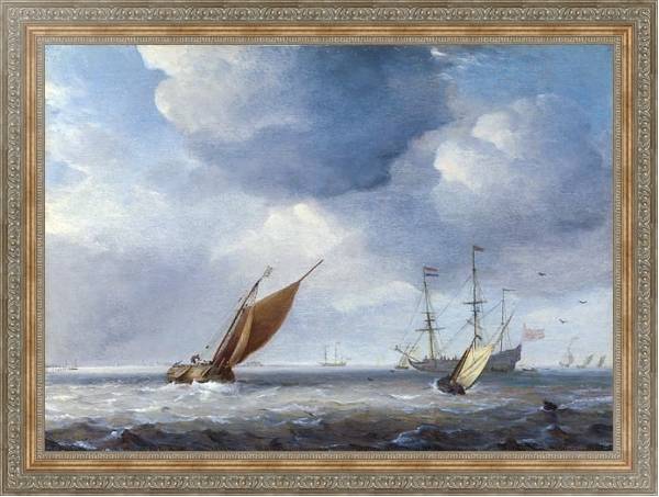 Постер Малые голландские корабли в бриз с типом исполнения На холсте в раме в багетной раме 484.M48.310