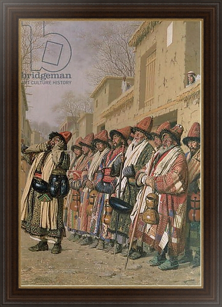 Постер Dervishes' Chorus Begging Alms in Tashkent, 1870 с типом исполнения На холсте в раме в багетной раме 1.023.151