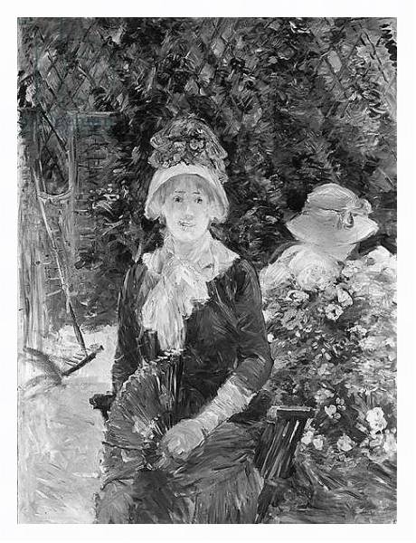 Постер Young Woman in a Garden, 1883 с типом исполнения На холсте в раме в багетной раме 221-03