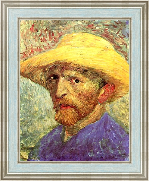 Постер Автопортрет с соломенной шляпой 3 с типом исполнения На холсте в раме в багетной раме NA053.0.114