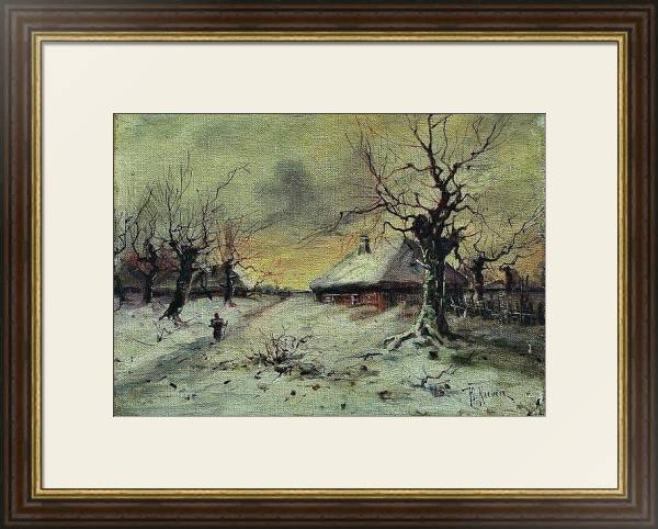 Постер Зимний пейзаж. 1890 с типом исполнения Под стеклом в багетной раме 1.023.036