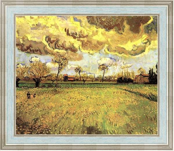 Постер Пейзаж под грозовым небом с типом исполнения На холсте в раме в багетной раме NA053.0.114
