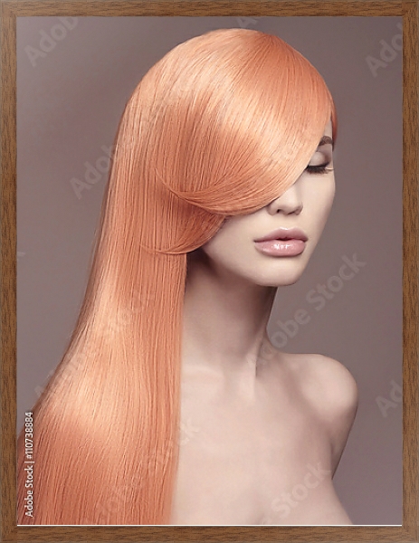 Постер Длинные прямые волосы персикового цвета с типом исполнения На холсте в раме в багетной раме 1727.4310