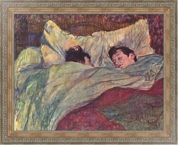 Постер Две девушки в кровати с типом исполнения На холсте в раме в багетной раме 484.M48.310