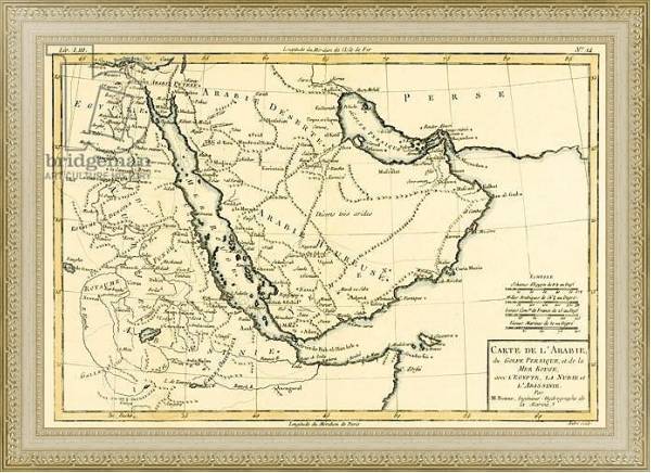 Постер Arabia, the Persian Gulf and the Red Sea, with Egypt, Nubia and Abyssinia, 1780 с типом исполнения Акварель в раме в багетной раме 484.M48.725