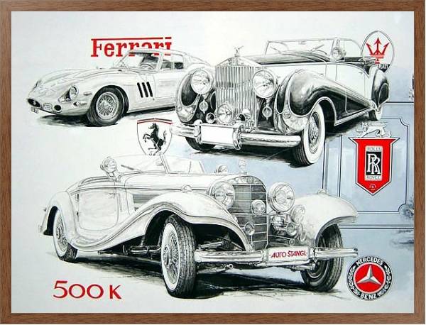 Постер Автомобили в искусстве 49 с типом исполнения На холсте в раме в багетной раме 1727.4310