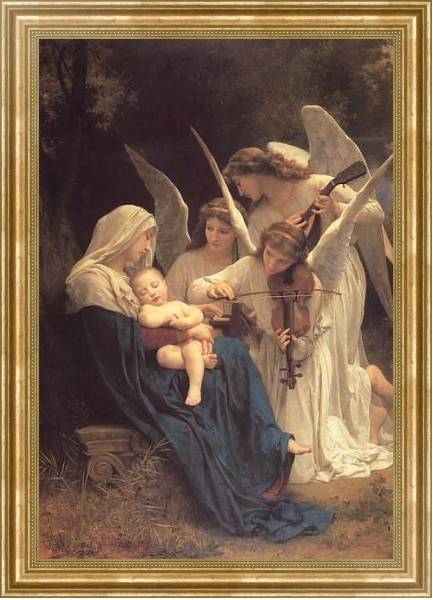 Постер Песня ангелов ( мадонна с ангелами ) с типом исполнения На холсте в раме в багетной раме NA033.1.051