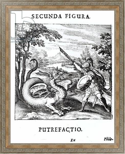Постер A knight defeating 'Rot' which is embodied by a dragon, 1678 с типом исполнения На холсте в раме в багетной раме 484.M48.310