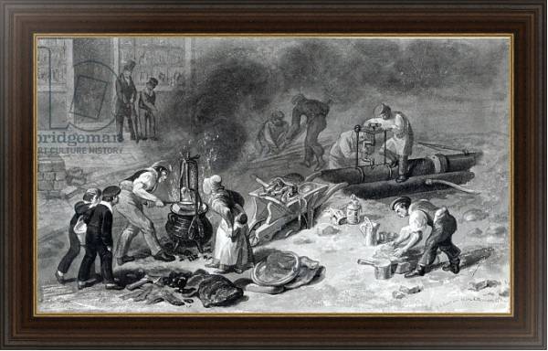 Постер The Laying of the Water-Main in Tottenham Court Road, 1834 с типом исполнения На холсте в раме в багетной раме 1.023.151